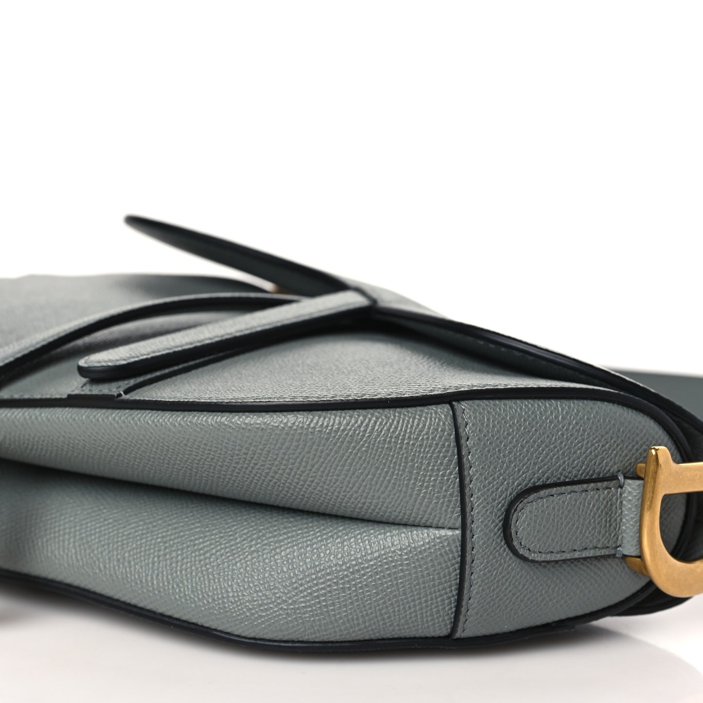 Grained Calfskin Saddle Bag Grey Stone