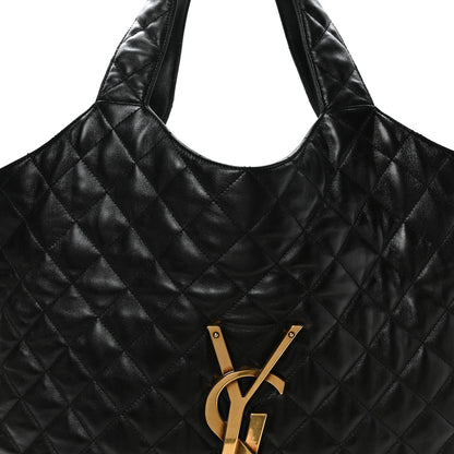 Saint Laurent Lambskin Quilted Maxi Icare Shopping Tote Black 8 of 10