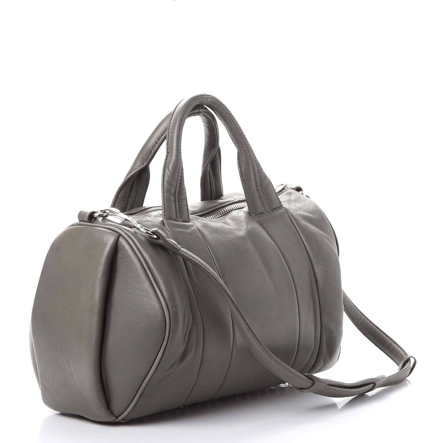 Alexander Wang Lambskin Rocco Gray Silver Clear Hardware 4 of 15