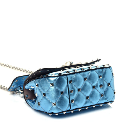 Valentino Garavani Metallic Nappa Micro Rockstud Spike Shoulder Bag Cerulean 4 of 8