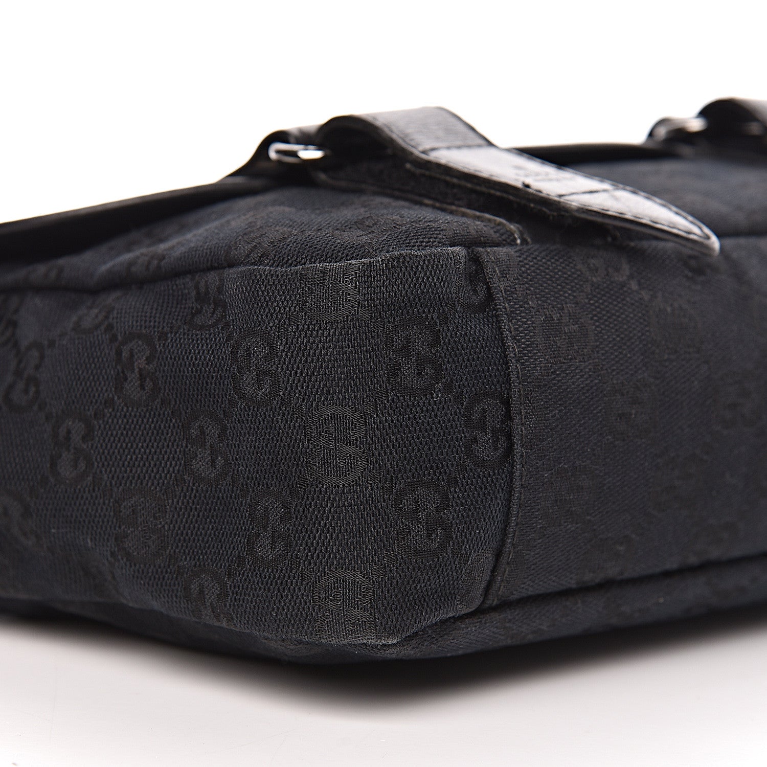 Gucci Monogram Small Double Buckle Flap Messenger Bag Black 11 of 19