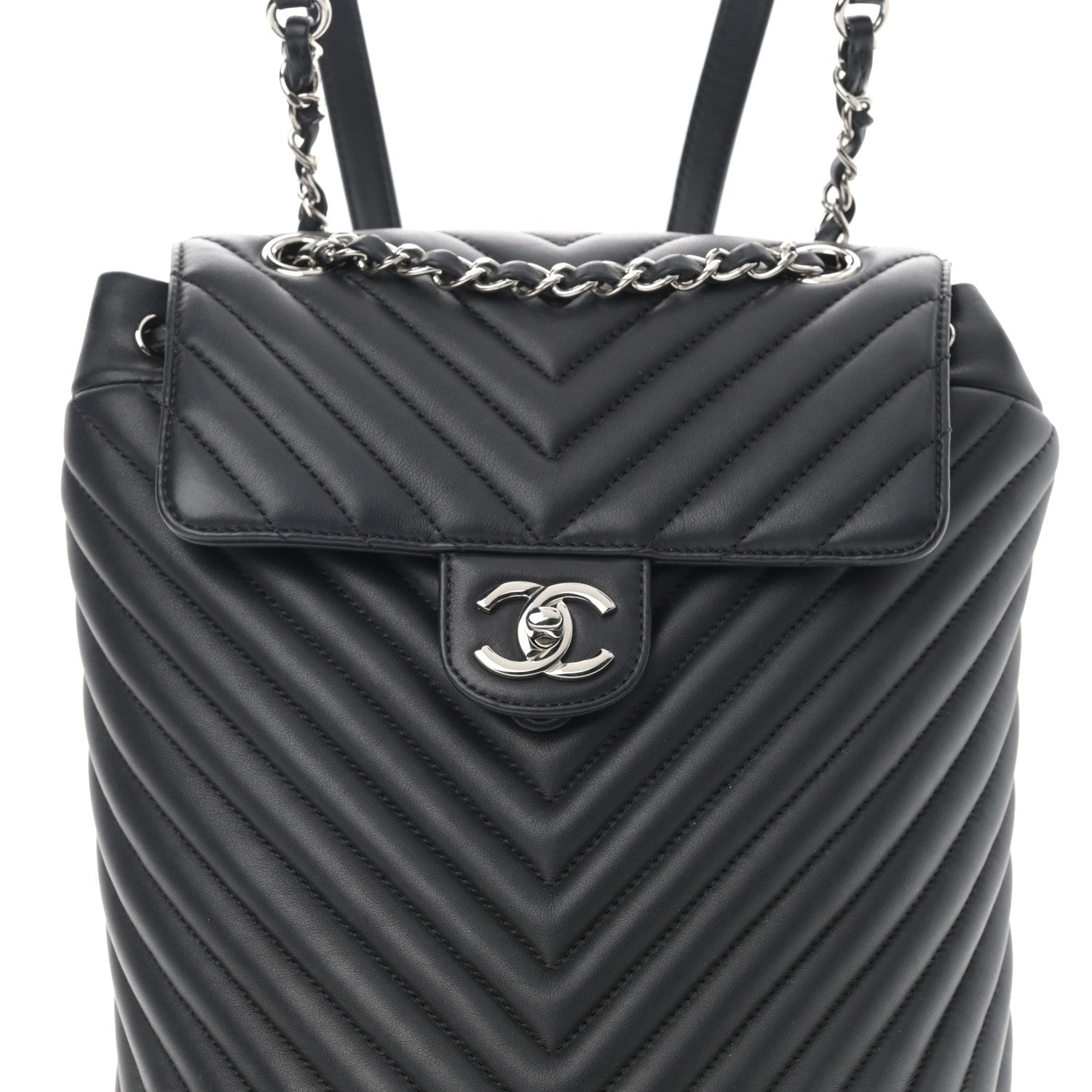 Chanel Calfskin Chevron Quilted Small Urban Spirit Backpack Black 8 of 12