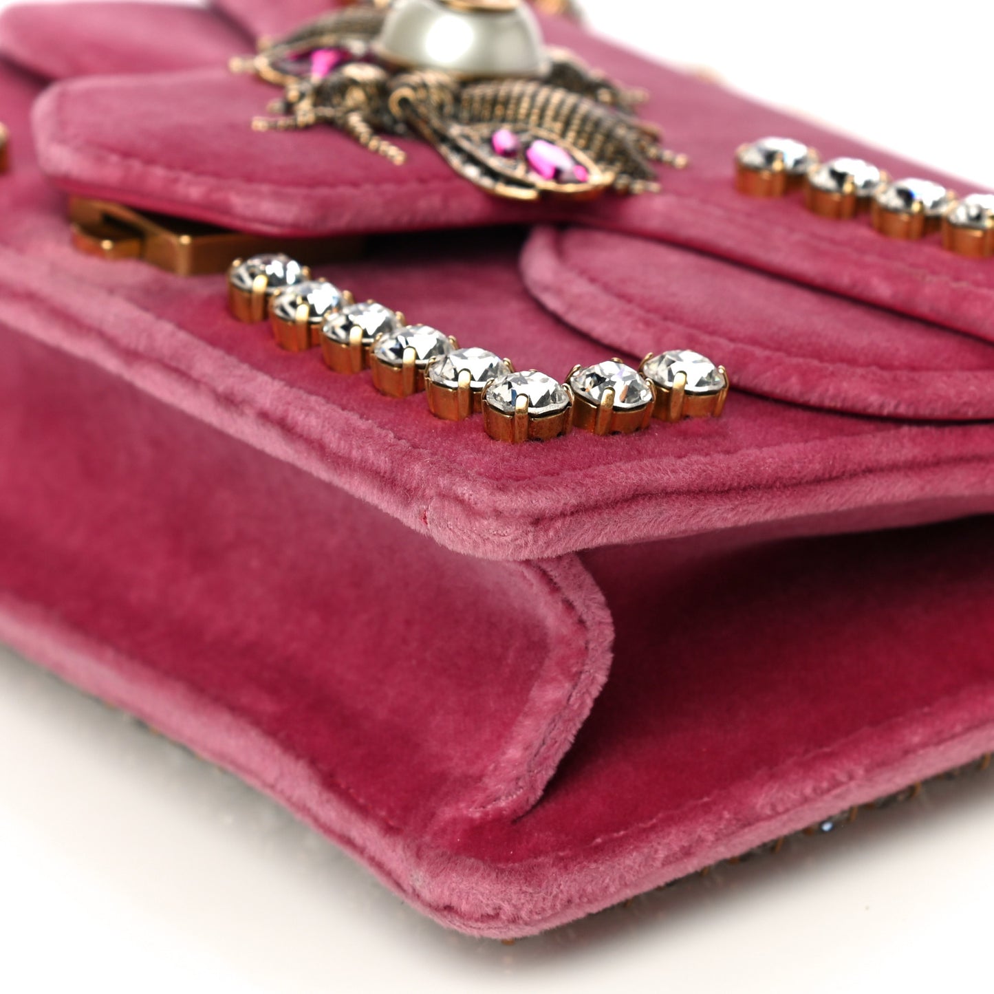 Velvet Crystal Mini Bee Broadway Shoulder Bag Light Raspberry Rose