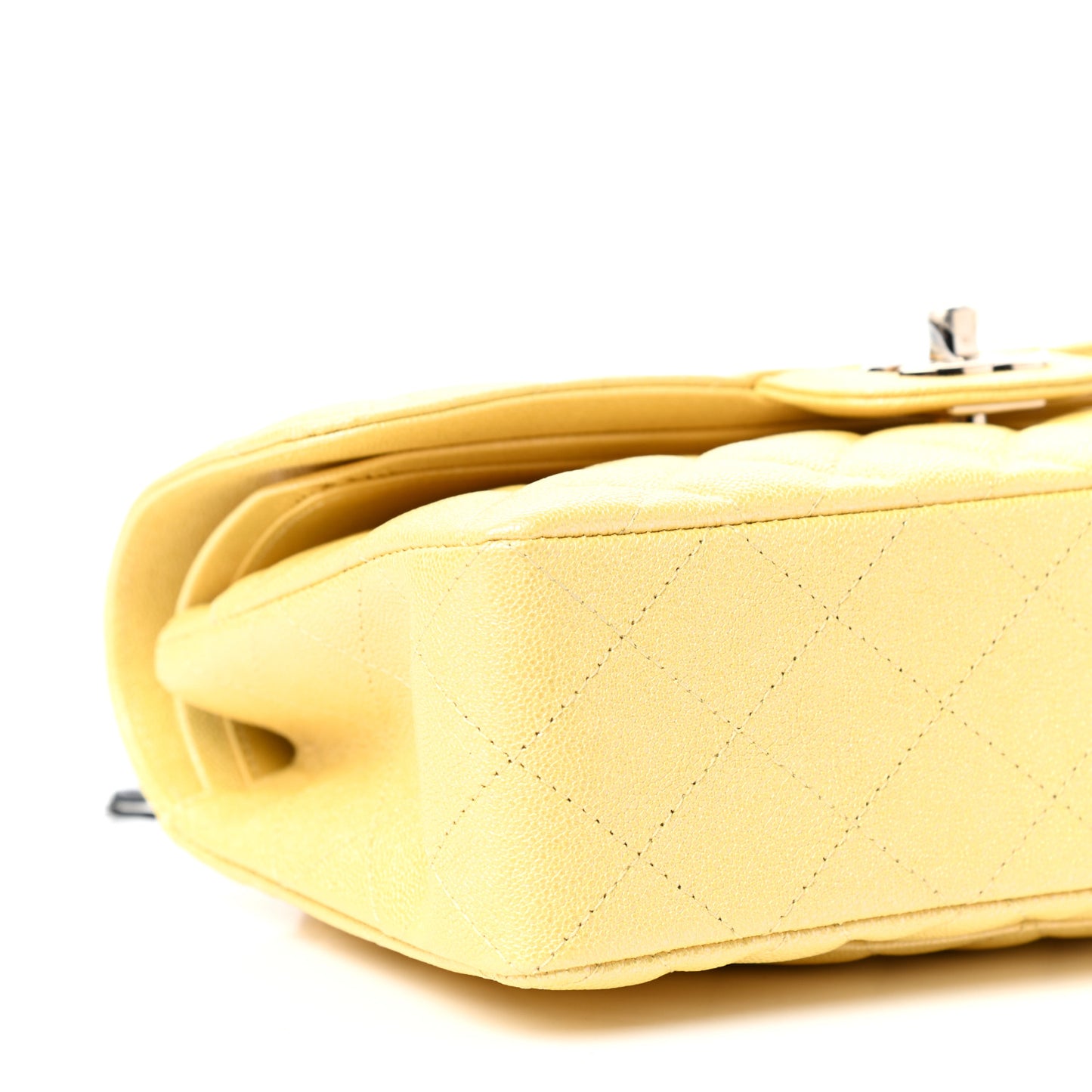 Iridescent Caviar Quilted Small Double Flap Yellow