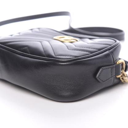Gucci Calfskin Matelasse Mini GG Marmont Chain Shoulder Bag Black 9 of 12