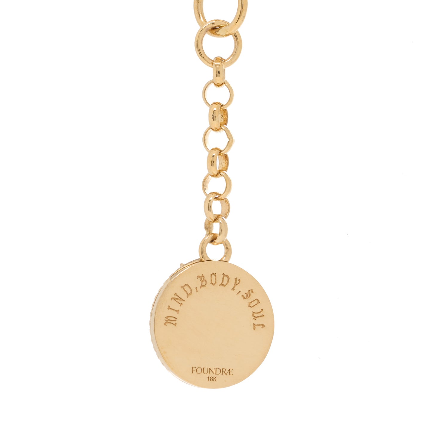 18K Yellow Gold Diamond Mind Body Soul Wholeness Small Mixed Belcher Extension Chain Necklace