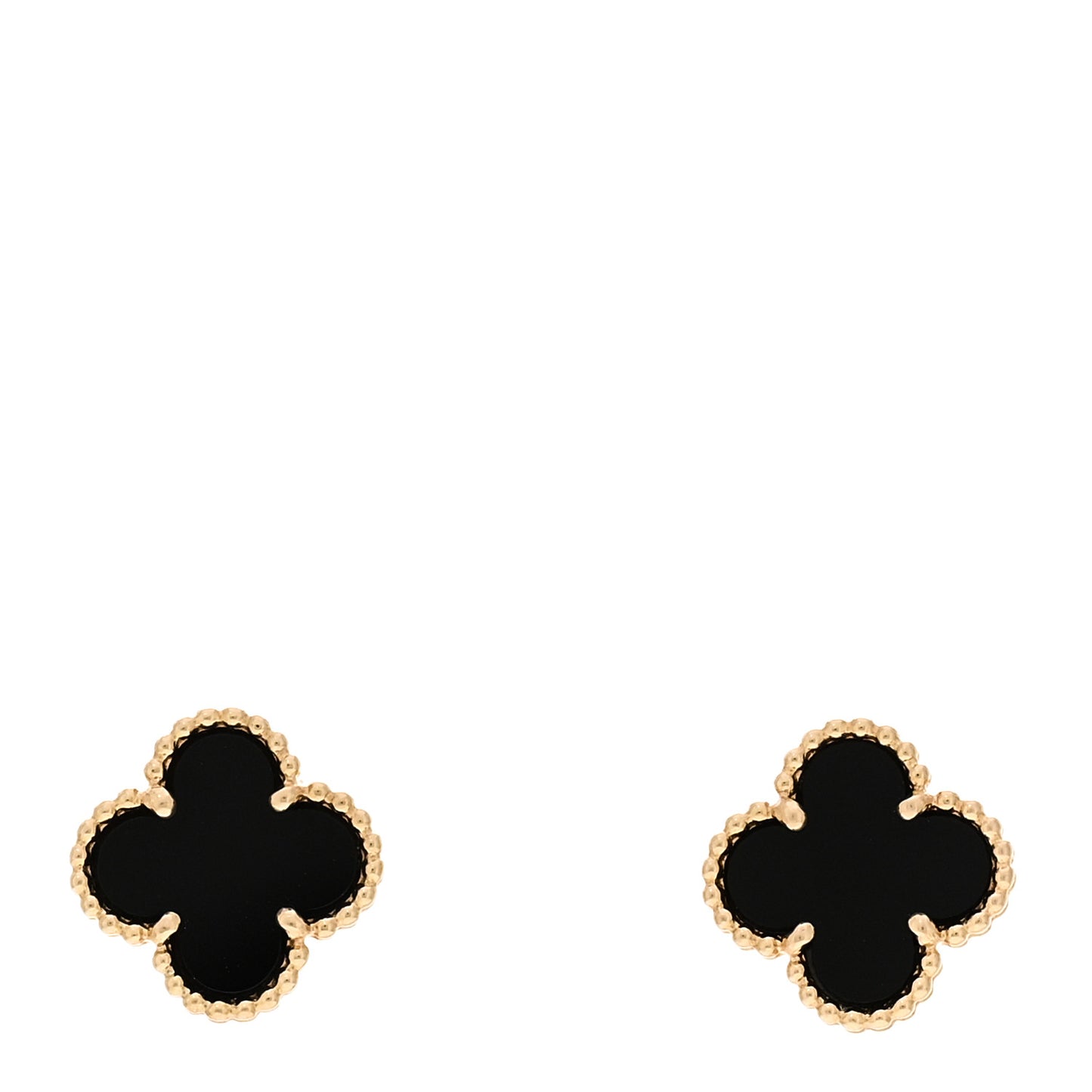 18K Yellow Gold Black Onyx Sweet Alhambra Earrings