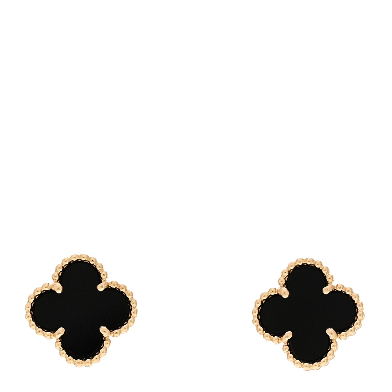Van Cleef & Arpels 18K Yellow Gold Black Onyx Sweet Alhambra Earrings 1 of 5