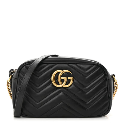 Gucci Calfskin Matelasse Small GG Marmont Chain Shoulder Bag Black 1 of 19