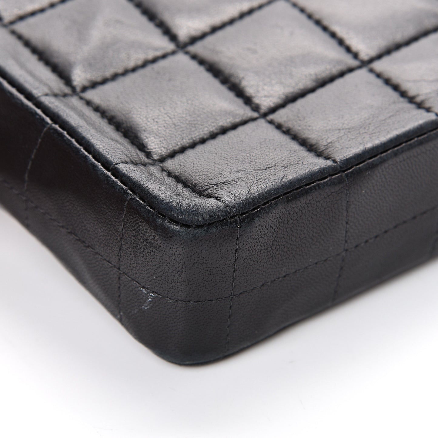 Lambskin East West Chocolate Bar Flap Black