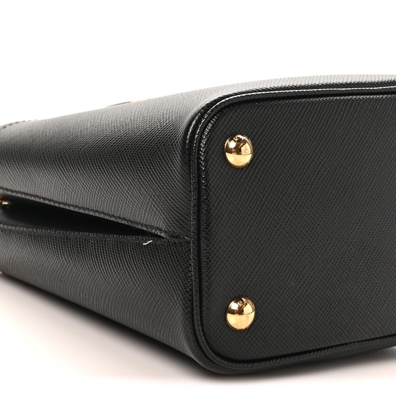 Prada Saffiano Cuir Small Panier Bucket Bag Black Fuoco 7 of 8