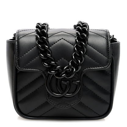 Gucci Calfskin Matelasse Monochrome GG Marmont Chain Mini Belt Bag Black 1 of 9
