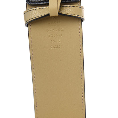 Gucci Calfskin Striped Textured Double G 50mm Belt 80 32 Black Beige 4 of 4