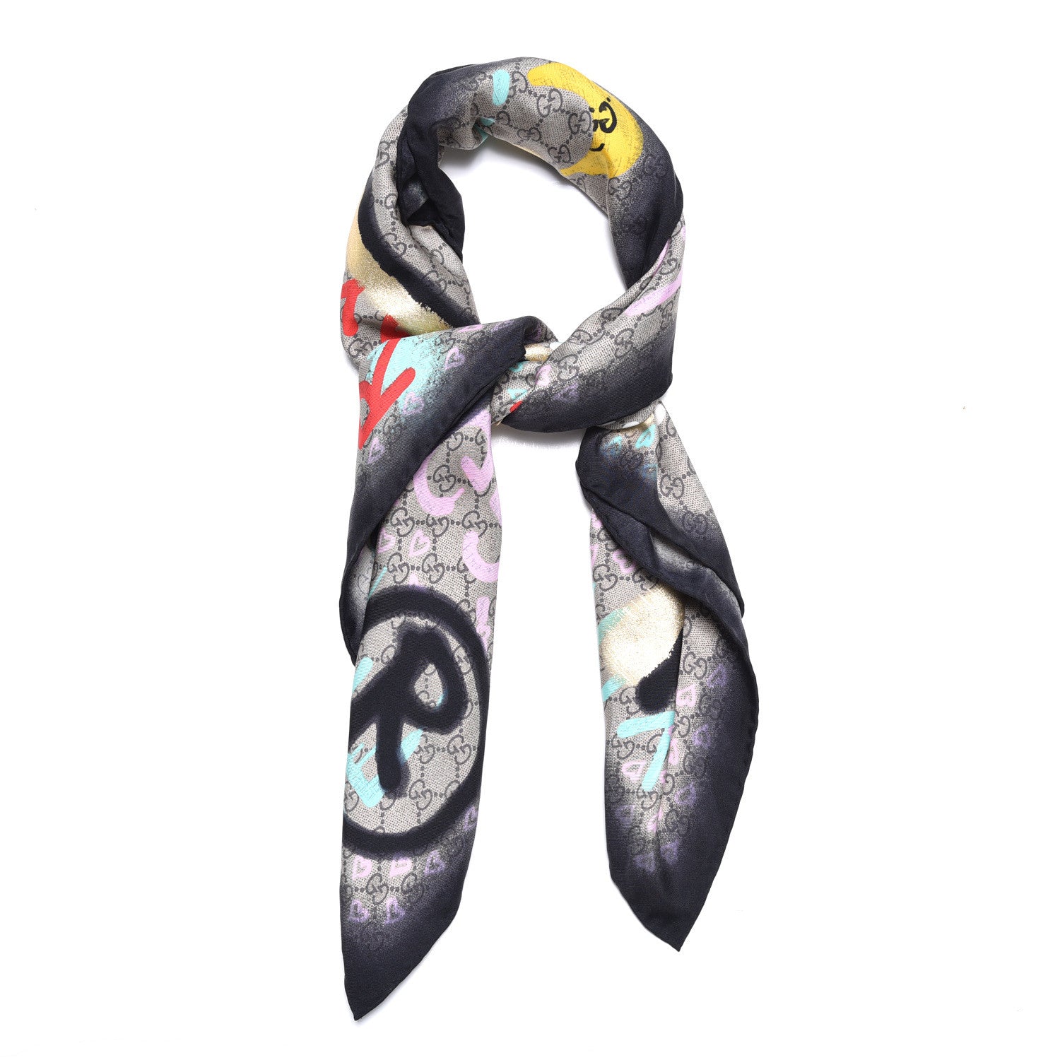 Gucci Silk Twill GG Monogram Life is Gucci Square Scarf Multicolor 1 of 6