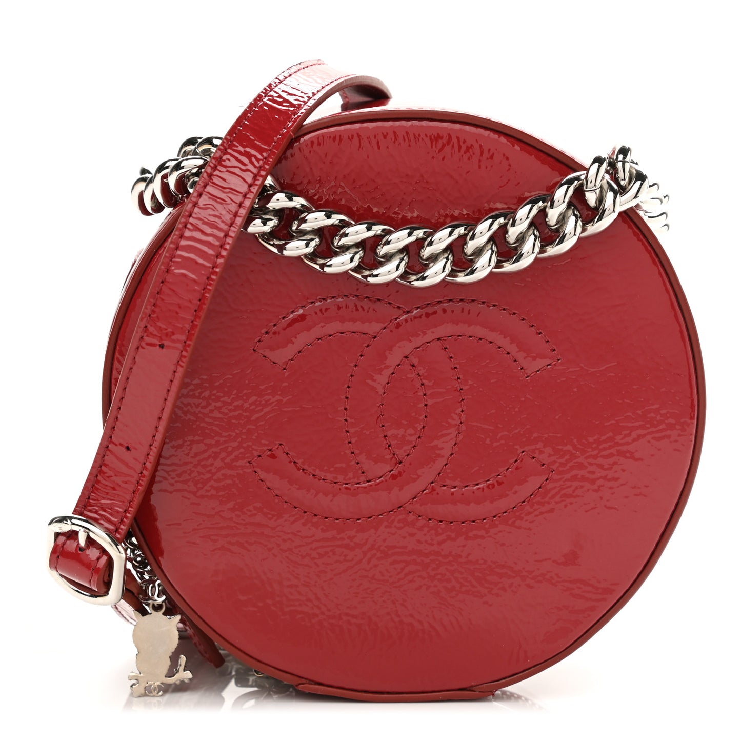 Patent Round As Earth Evening Bag Red