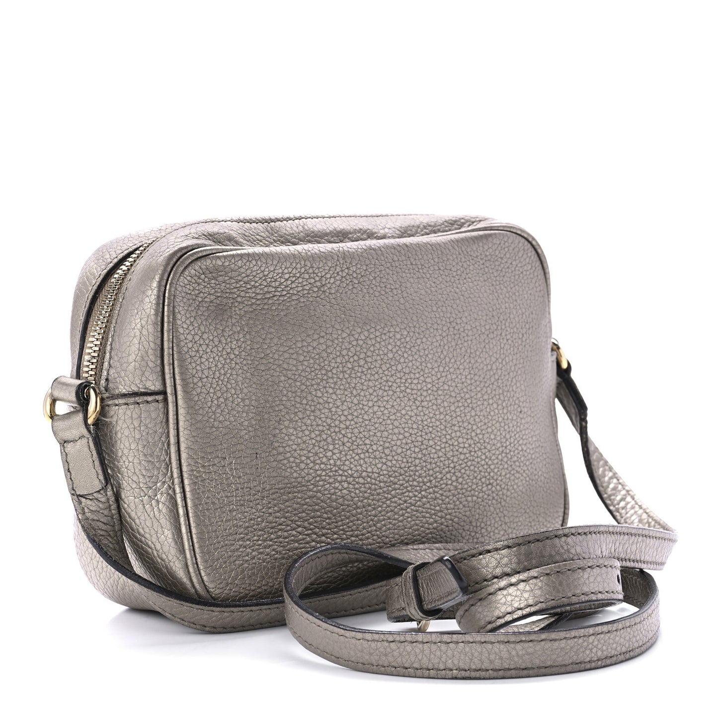 Metallic Pebbled Calfskin Small Soho Disco Bag Golden Beige