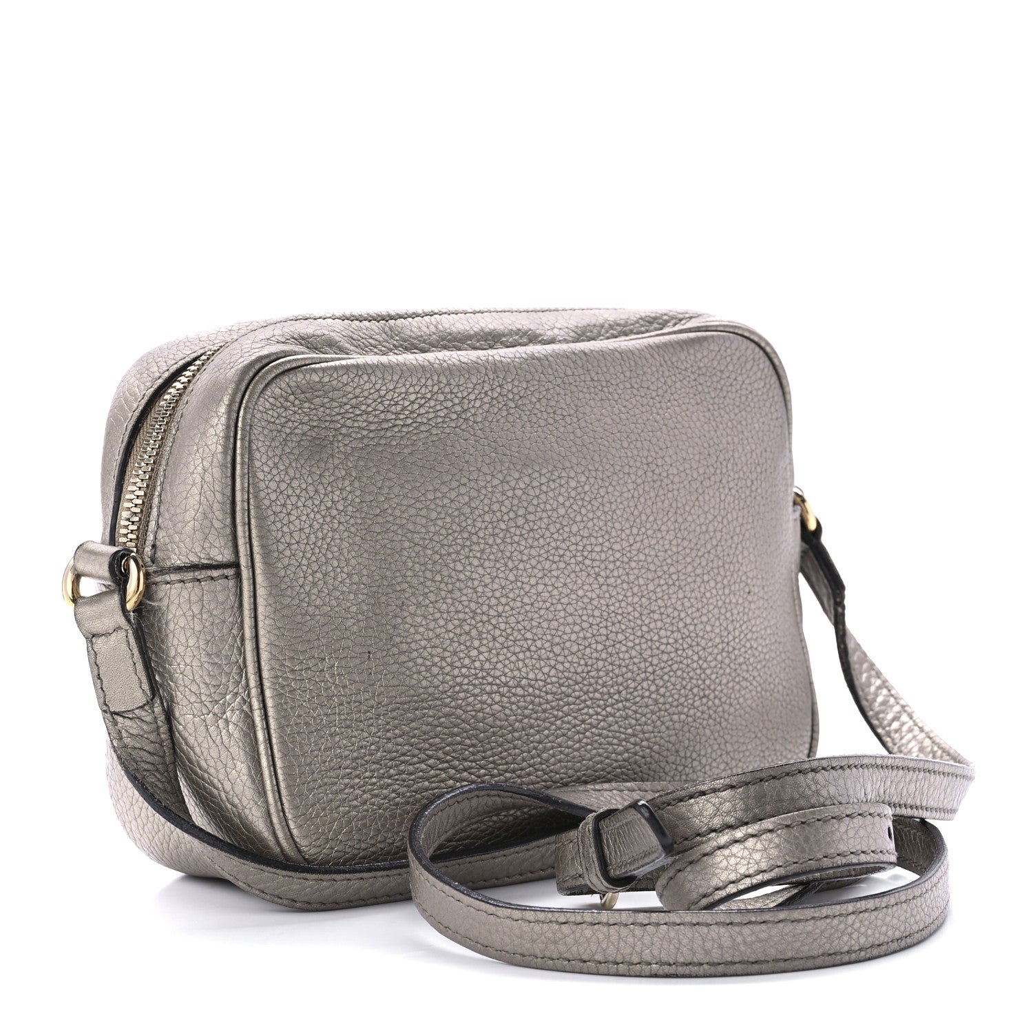 Gucci Metallic Pebbled Calfskin Small Soho Disco Bag Golden Beige 3 of 14