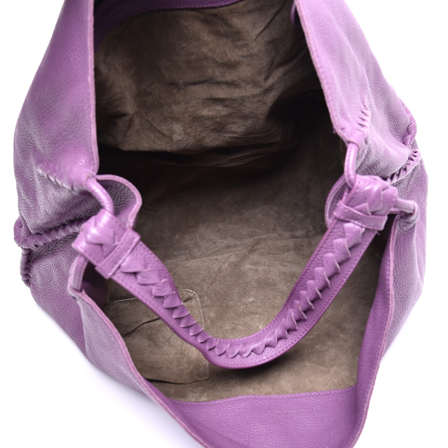 Washed Cervo Deerskin Large Hobo Lilac