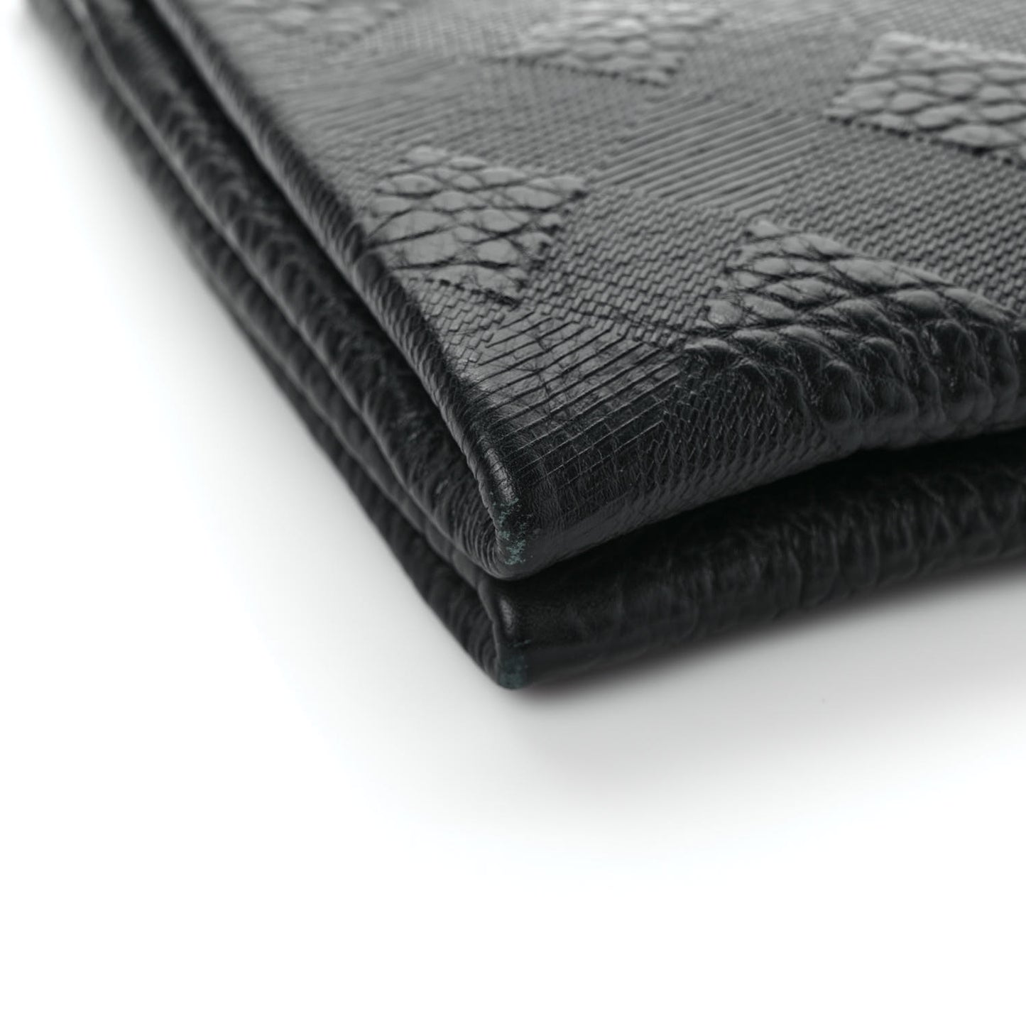 Signature Grain Calfskin Check Embossed Medium Balmoral Clutch Bag Black