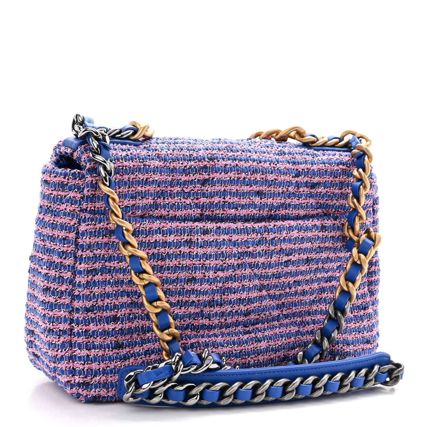 Tweed Quilted Medium Chanel 19 Flap Blue Pink