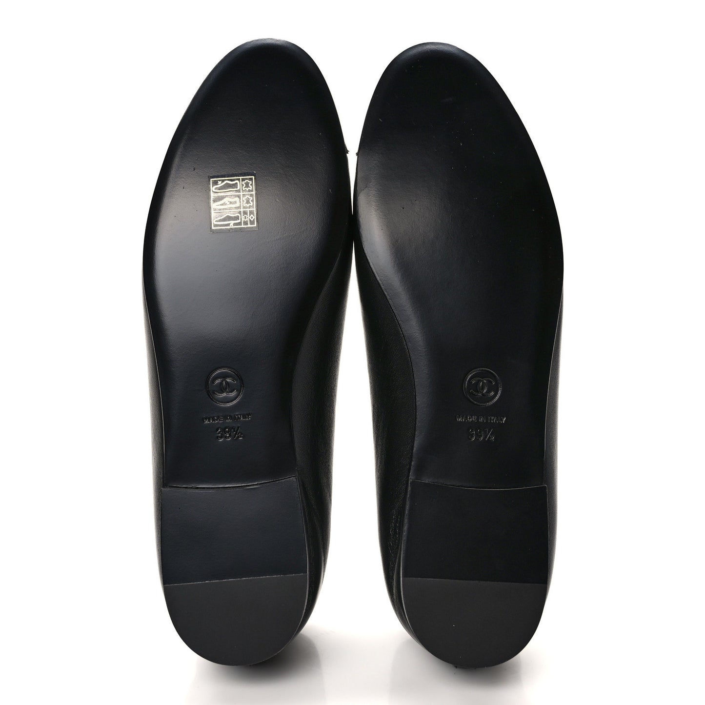 Lambskin Patent Cap Toe Ballerina Flats 39.5 Black