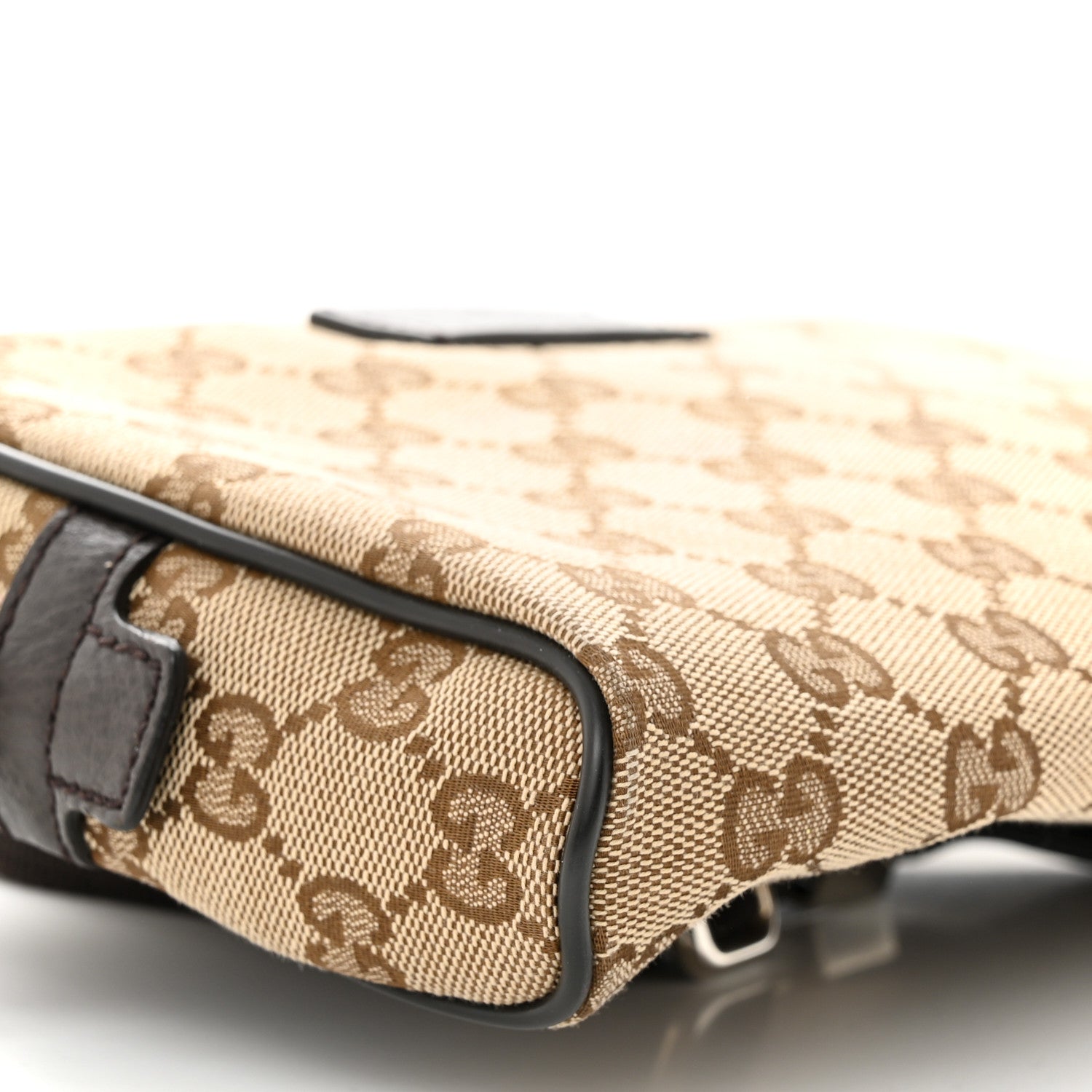 Gucci Monogram Dollar Calfskin Belt Bag Beige Ebony Testa di Moro Marrone Scuro 9 of 12