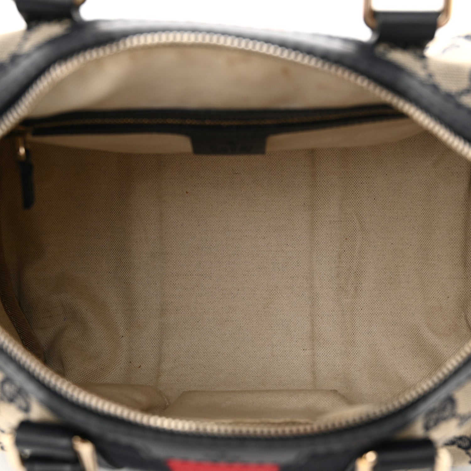 Gucci Monogram Selleria Calfskin Vintage Web Medium Boston Beige Blue 5 of 17