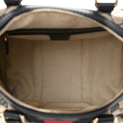 Gucci Monogram Selleria Calfskin Vintage Web Medium Boston Beige Blue 5 of 17