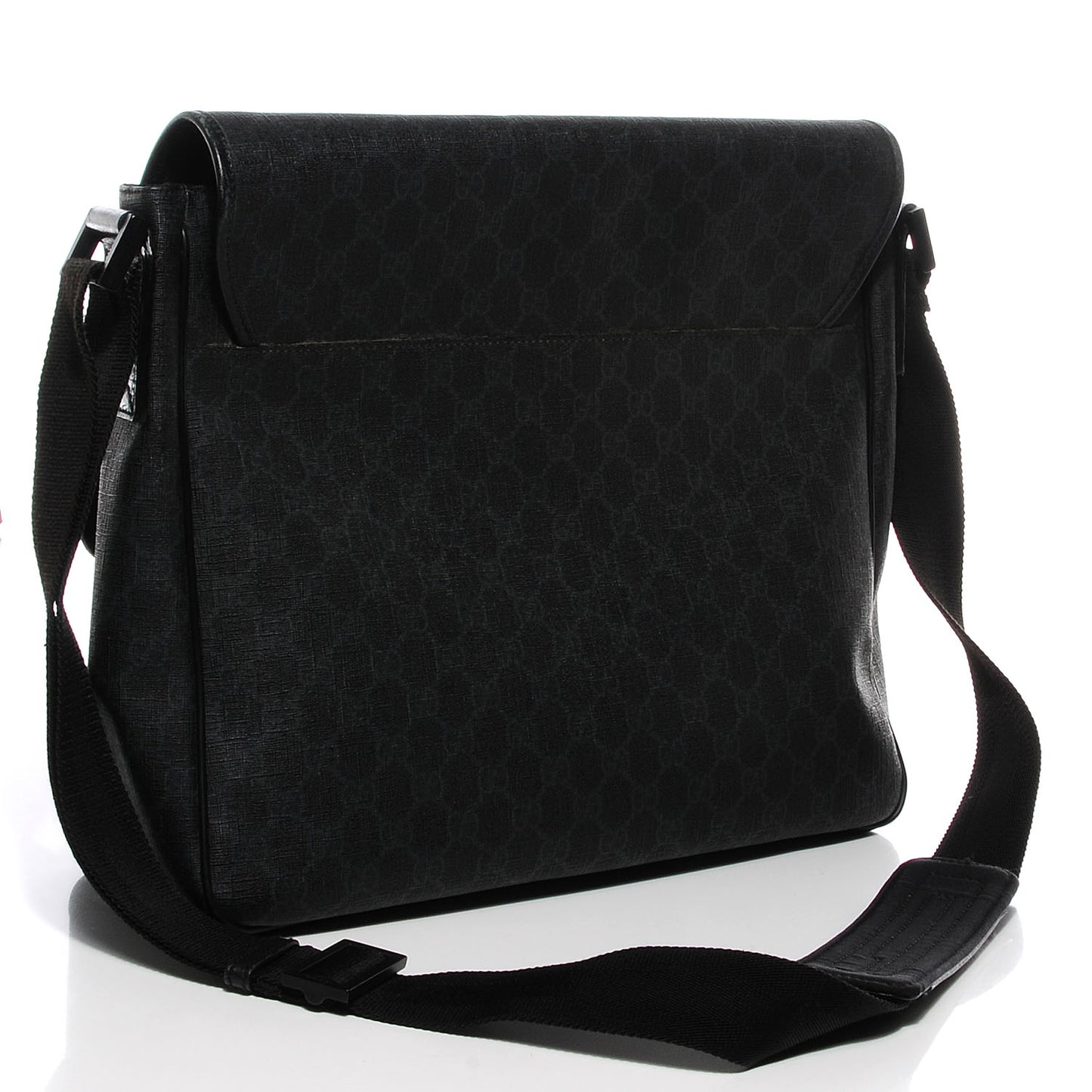 GG Plus Monogram Medium Flap Messenger Bag Black