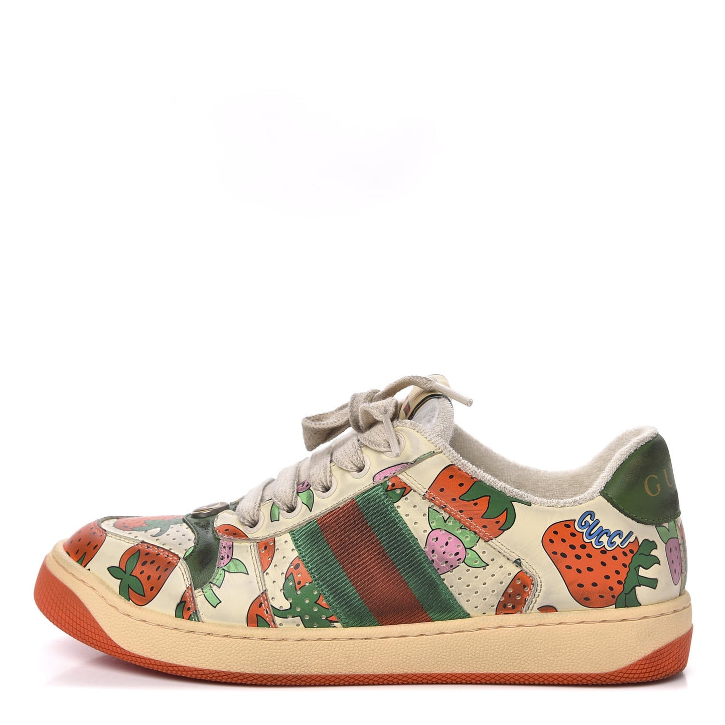 Nubuck Web Strawberry Print Womens Screener Sneakers 35.5 Dusty Milk White Vintage Green