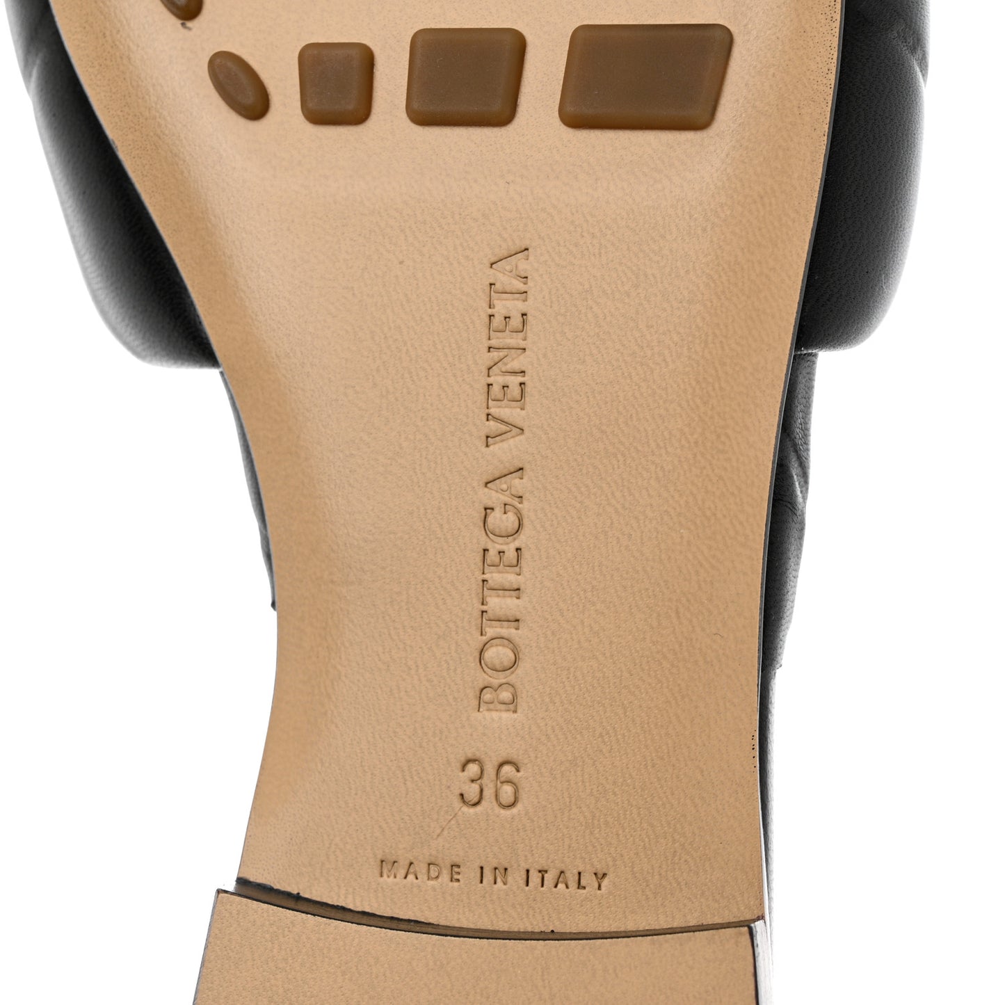 Nappa Quilted Rubber Lido Flat Sandals 36 Black