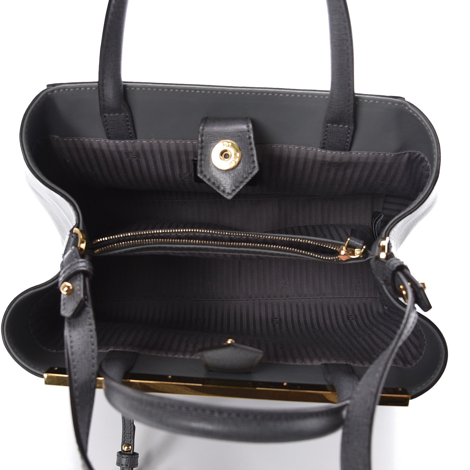 Fendi Vitello Elite Petite 2Jours Tote Grigio Grigio Chiaro 6 of 12