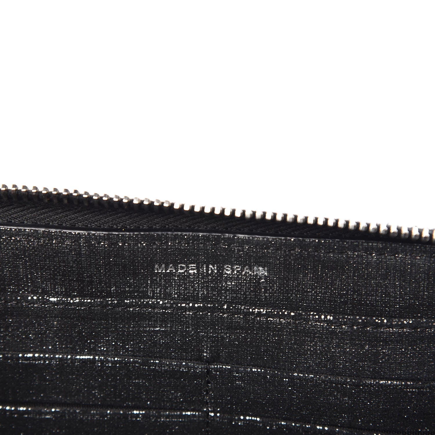 Chanel Metallic Fabric Quilted Zip Around Wallet Silver Black 7 of 8