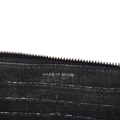 Chanel Metallic Fabric Quilted Zip Around Wallet Silver Black 7 of 8