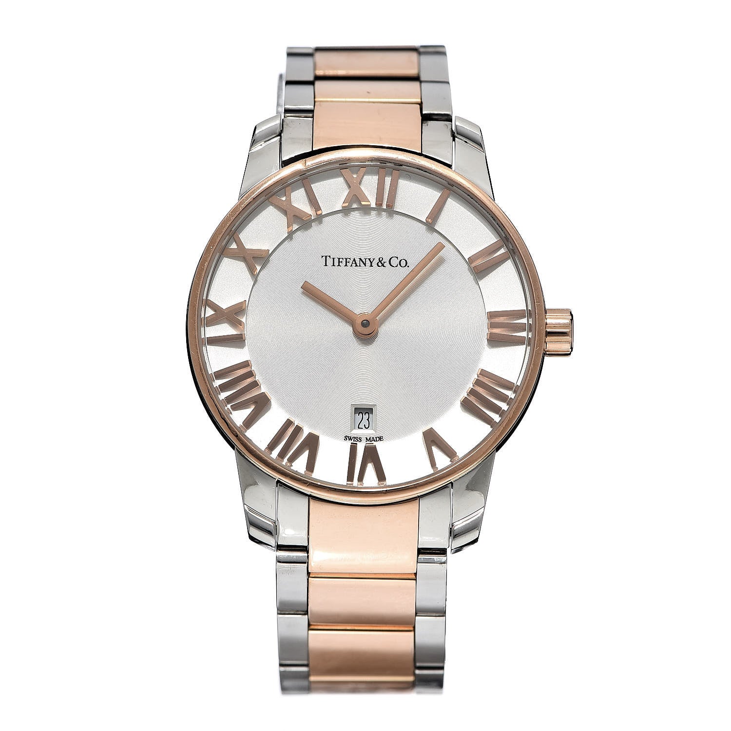Tiffany Stainless Steel 18K Rose Gold 29mm Atlas 2-Hand Quartz Watch 1 of 6