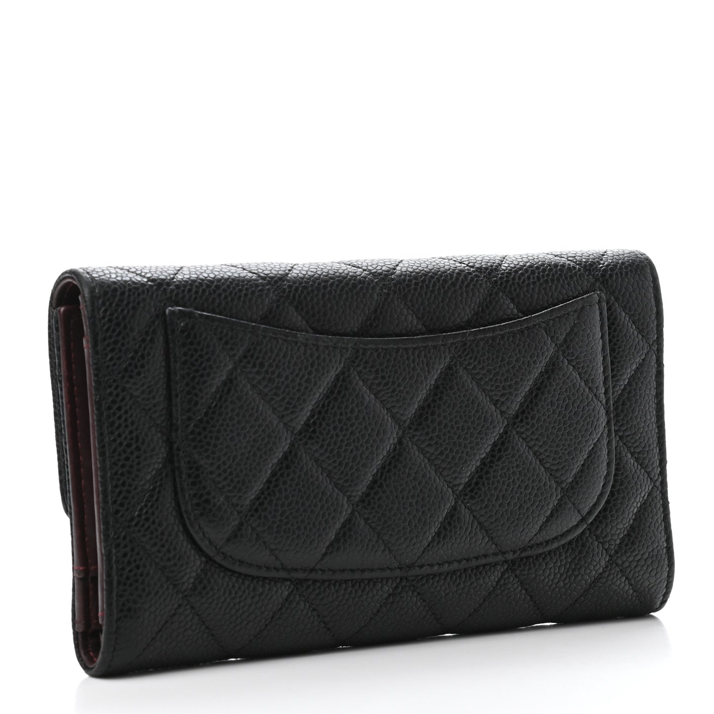Caviar Quilted Large Flap Wallet Black