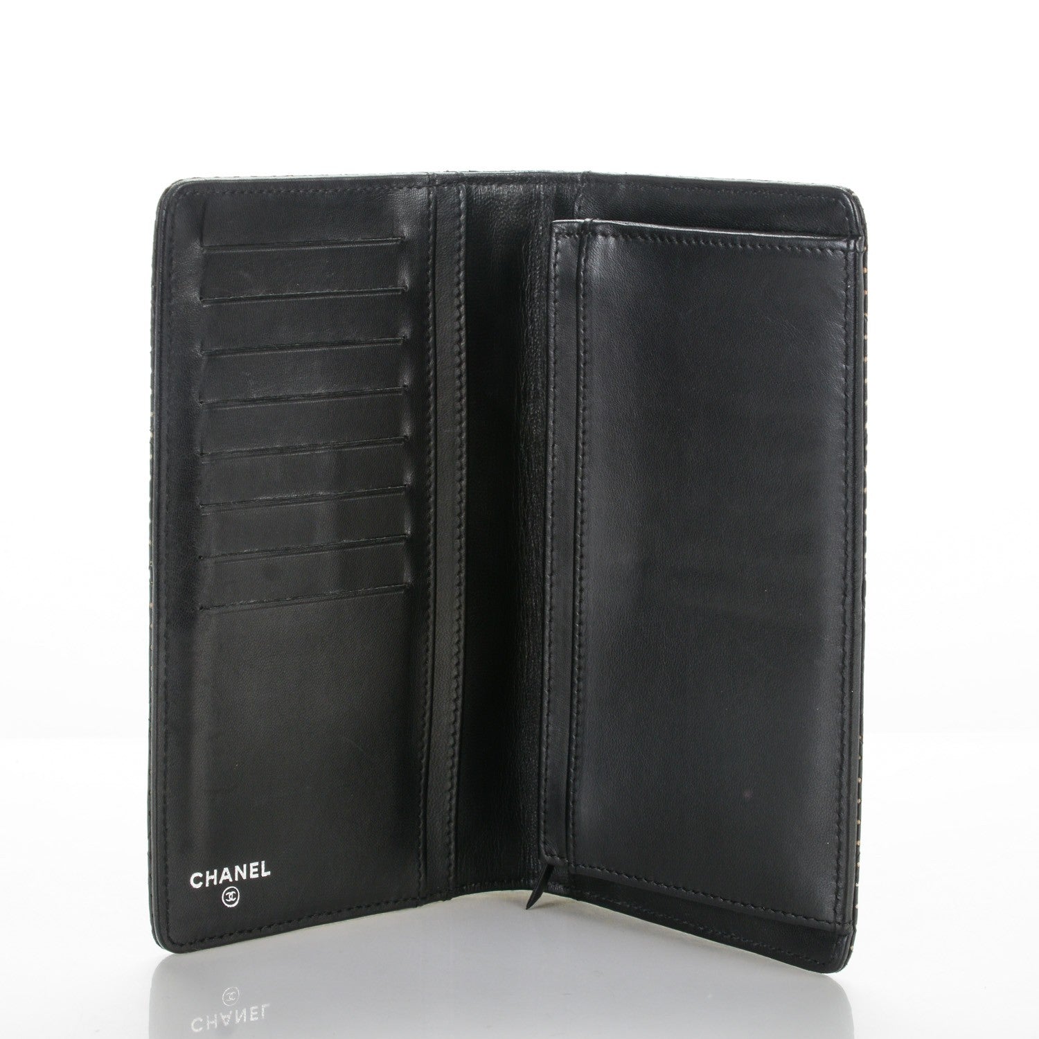 Chanel Lambskin Perforated Yen Wallet Black 5 of 8