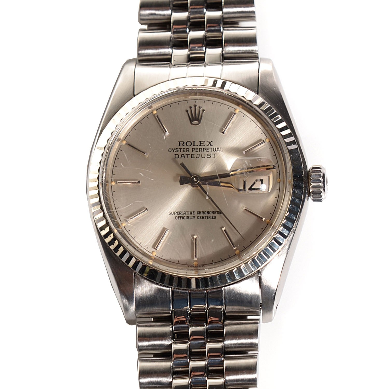 Rolex Stainless Steel 18K White Gold 36mm Oyster Perpetual Datejust Watch Silver 16014 1 of 8