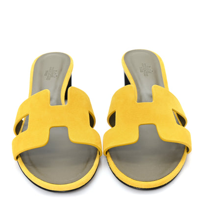 Hermes Suede Goatskin Oasis Sandals 41 Jaune Sable 3 of 10