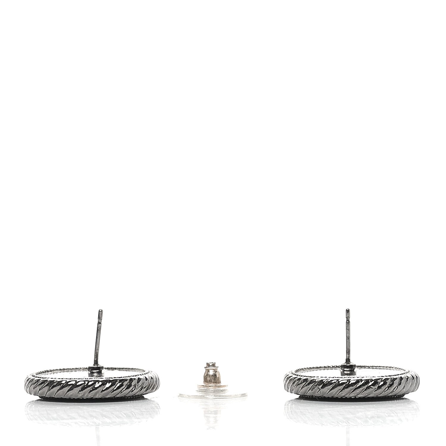 Chanel Ruthenium Crystal CC Round Earrings 3 of 4