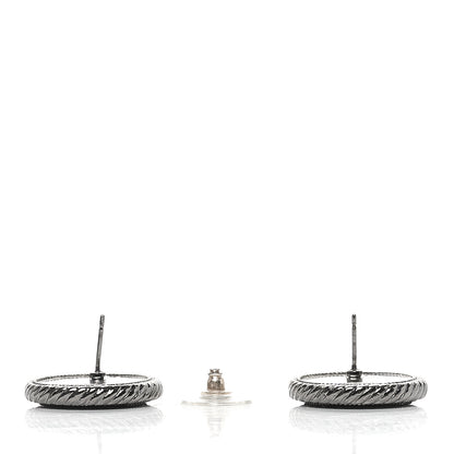 Chanel Ruthenium Crystal CC Round Earrings 3 of 4