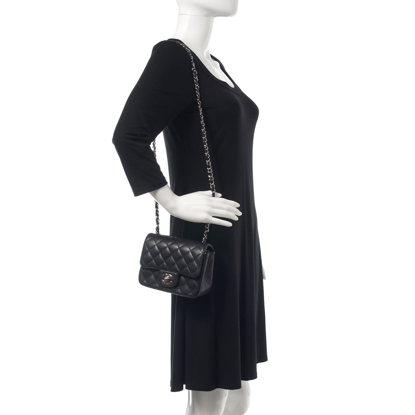 Caviar Quilted Mini Square Flap Black