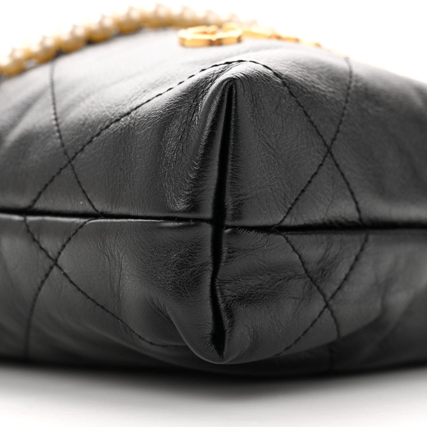 Chanel Shiny Crumpled Calfskin Quilted Pearl Mini Chanel 22 Black 9 of 11