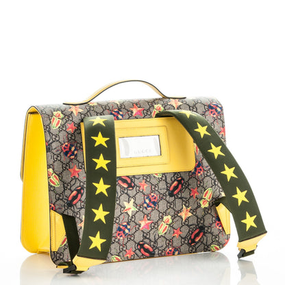 Gucci GG Supreme Monogram Beetles Childrens Backpack Beige Yellow 3 of 7