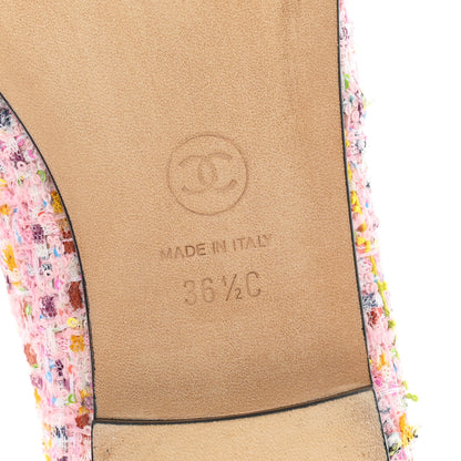 Chanel Tweed Sequin Grosgrain Cap Toe Ballet Flats 36.5 Light Pink Multicolor Black 7 of 9