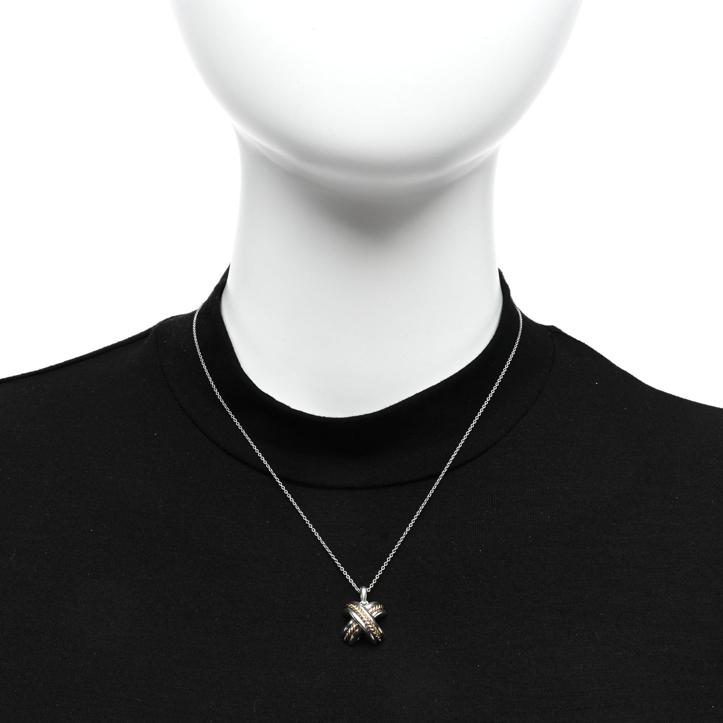 Sterling Silver 18K Yellow Gold Signature X Pendant Necklace