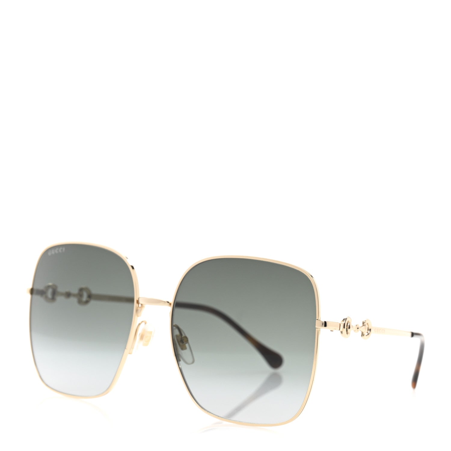 Gucci Metal Horsebit Square Frame Sunglasses GG0879S Gold 1 of 9