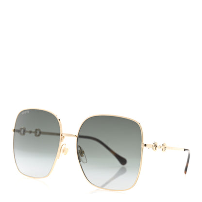 Gucci Metal Horsebit Square Frame Sunglasses GG0879S Gold 1 of 9