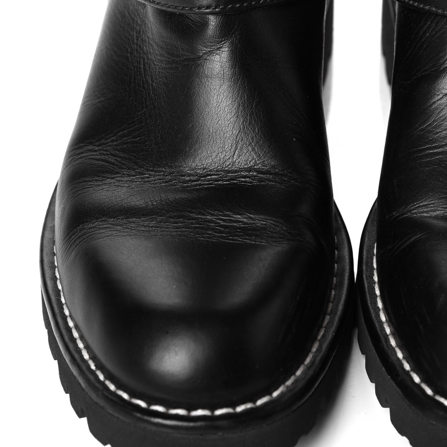 Calfskin Quilted Biker Boots 36.5 Black