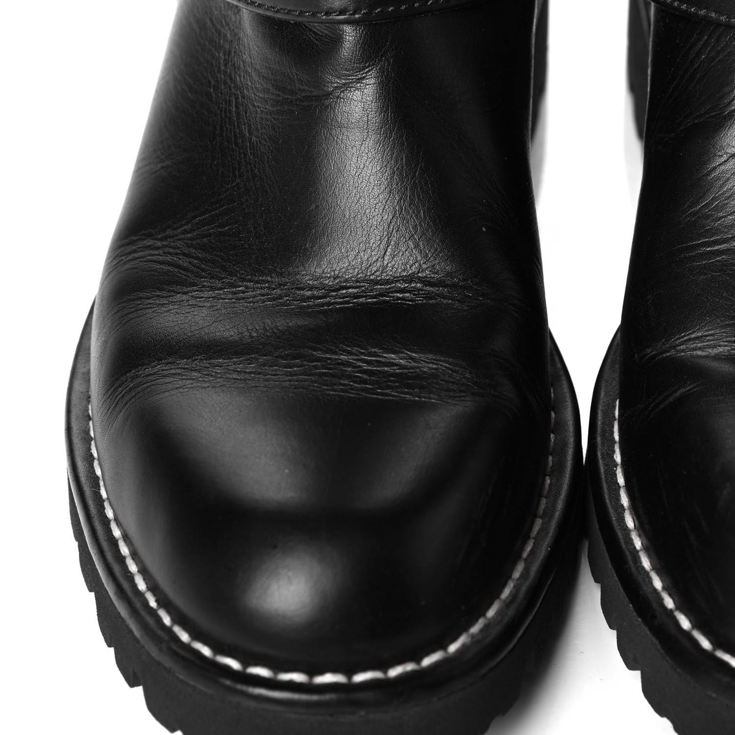 Chanel Calfskin Quilted Biker Boots 36.5 Black 5 of 7